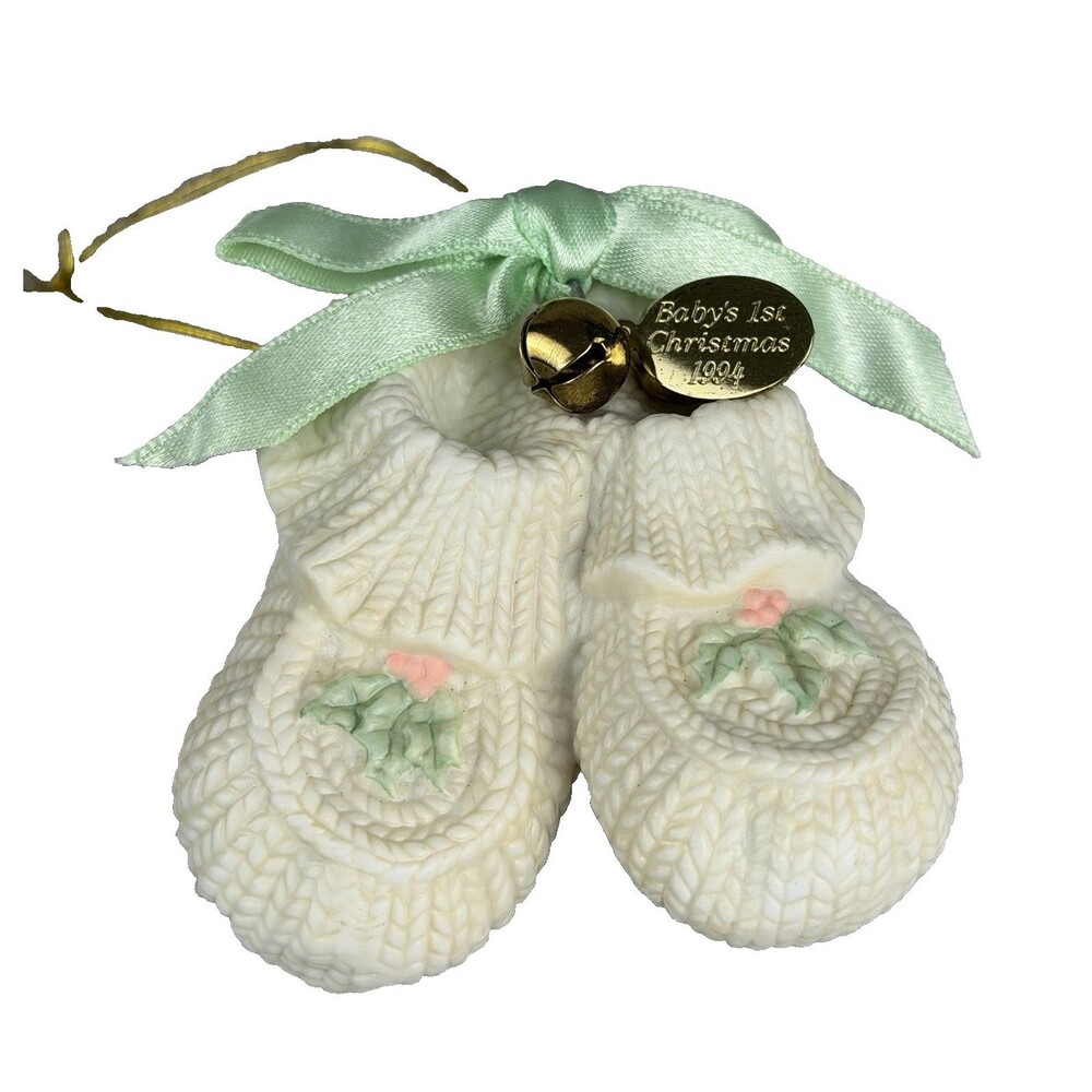 Hallmark Keepsake Ornament Baby's First Christmas Porcelain Baby Booties 1994